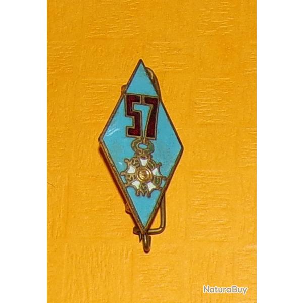 57� R�giment d'Infanterie, losange, �mail, dos guilloch� ,losange fond bleu L�gion d'Honneur verte b