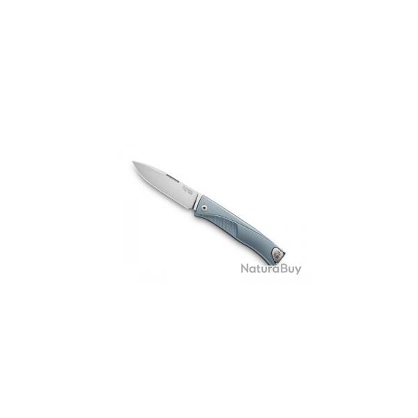 Couteau Lionsteel  THRILL lame acier M390 Bohler satin� +manche titanium bleu