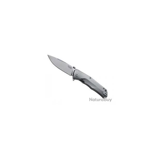Couteau Lionsteel TRE lame acier M390 Bohler satin� +manche ET entretoise titanium 6AL4V gris