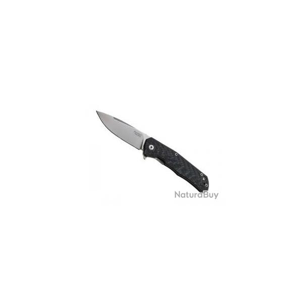 Couteau Lionsteel TRE lame acier M390 Bohler satin� +manche recto fibre de carbone