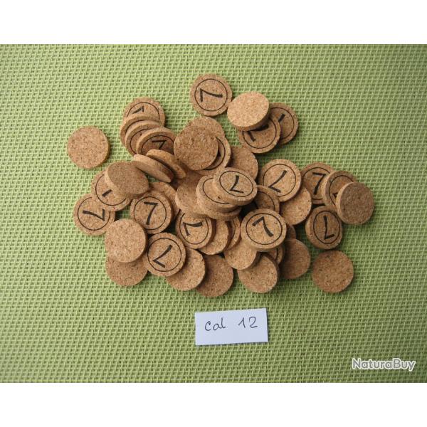 100 rondelles li�ge num�rot�es cal 12 No 7 ou neutres