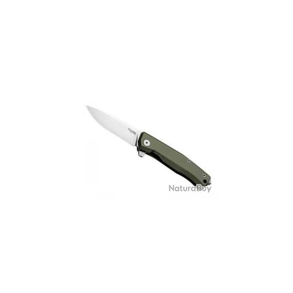 Couteau Lionsteel  MYTO lame acier M390 Bohler finition � stonewashed � +manche aluminium vert