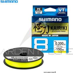 Tresse SHIMANO Kairiki SX8 Jaune 150m &Oslash; 0.16mm