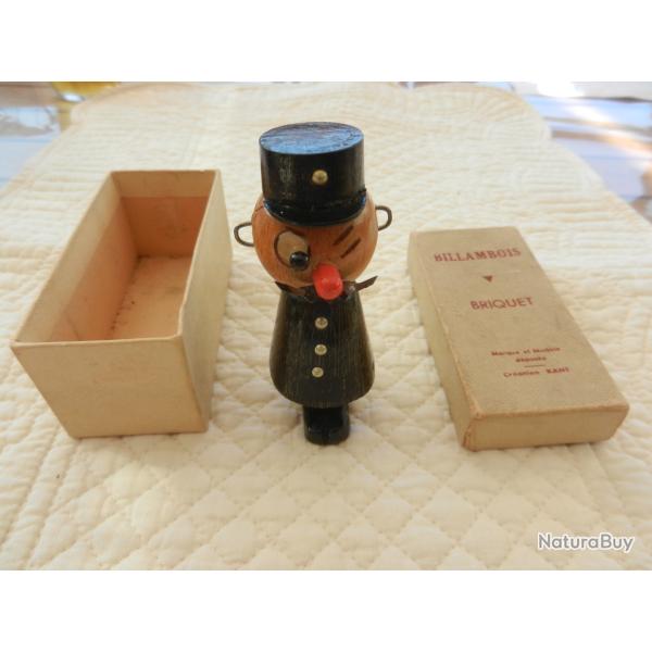 rare briquet vintage - policier en bois - Billambois cr�ation Kant
