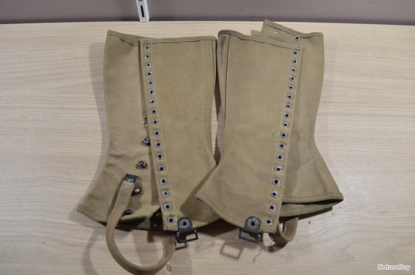 Paire De Guêtres Militaires US 1942 - WWII WW2 - Équipement Américain Vintage - Occasion