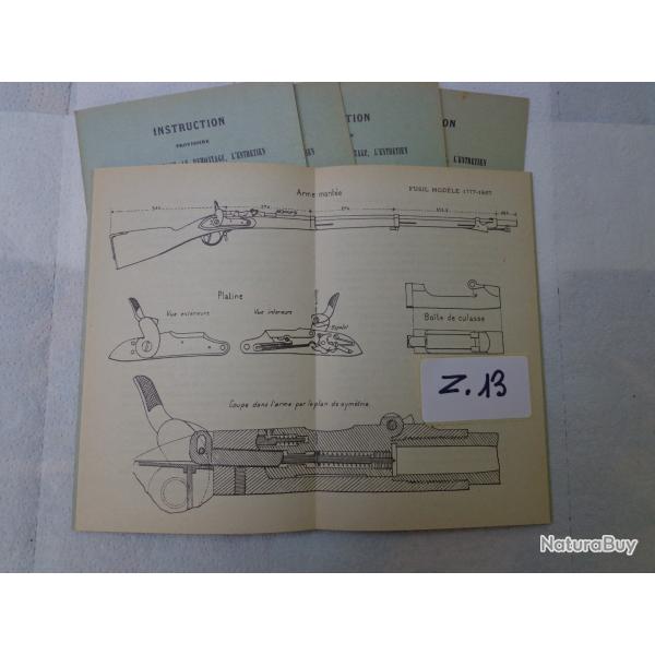 LOT DE CINQ GUIDES TECHNIQUES D'INSTRUCTION DU FUSIL Mdl 1867 - Z13