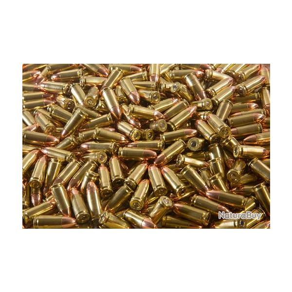Boite de 500 munitions 9x19 124 gr FMJ  Marques selon arrivage