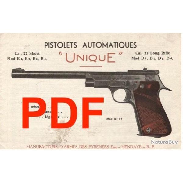 PISTOLET UNIQUE mod : D1, D2, D3, D4, E1, E2, E3, E4 NOTICE PDF