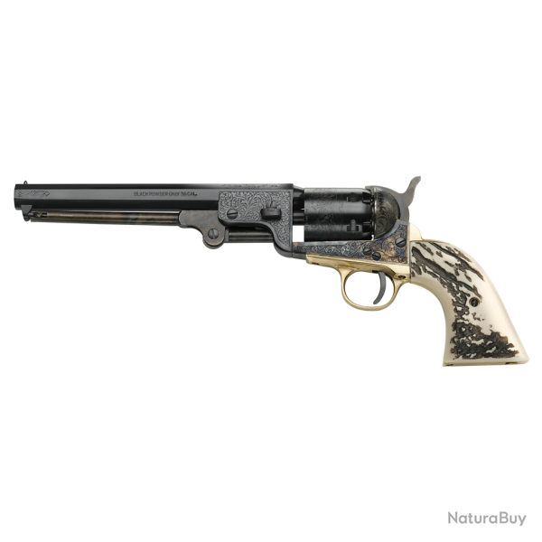 Revolver � Poudre Noire Pietta 1851 Navy Yank Acier Deluxe Stag"YANDL36STAG" Cal.36