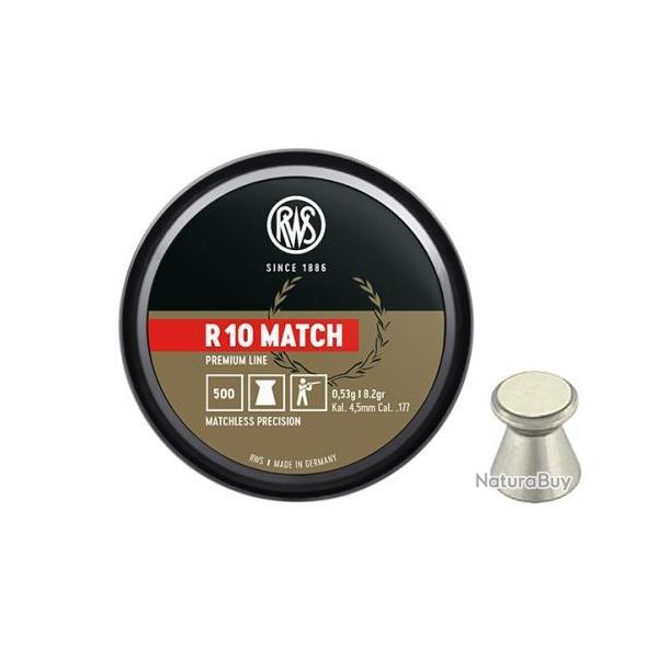Plombs cal.4,5mm RWS R10 MATCH (0.53gr) par 10 boites ( 5 000 plombs )