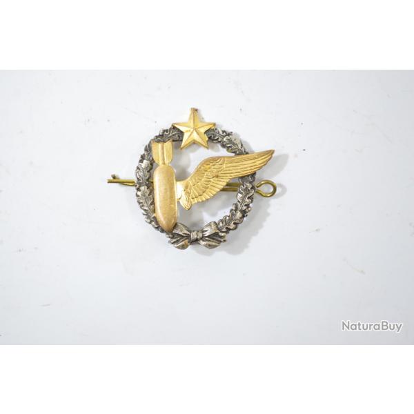 Insigne Brevet d'El�ve Bombardier, DRAGO dos lisse marqu�, hauteur 43 mm, fixation 2 anneaux