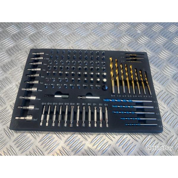 plateau eva 110 accessoires silex perceuse visseuse percussion neuf foret fer b�ton embouts douilles