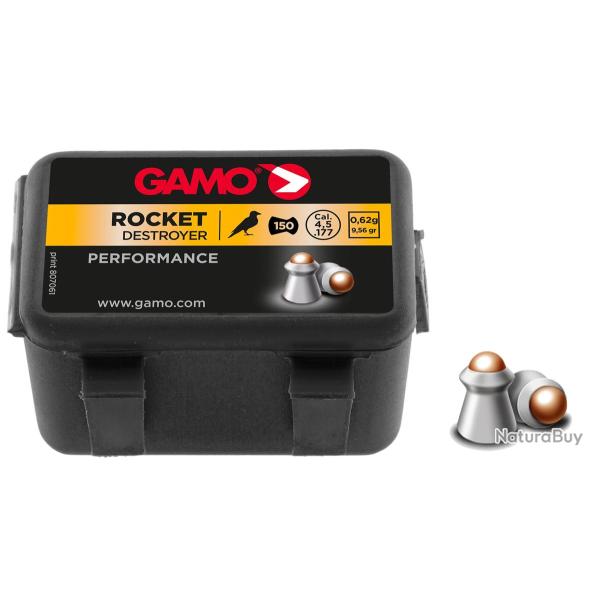 Plombs 4.5 mm Rocket tete Acier Cuivr� - GAMO - Boite de 150