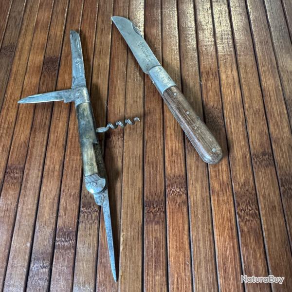 DEUX COUTEAUX COLLECTION FRANCE VINTAGE PARAPLUIE A L'�PREUVE DEPUIS 1819 DEBUT XX eme