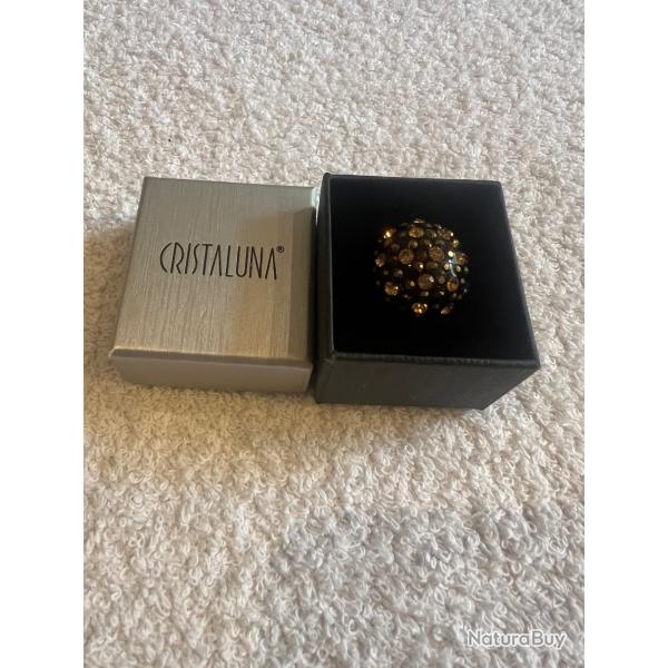 Bague cristaluna princesse acrylique noir swarovski light colorado topaz et dorado neuf 101 501 d1