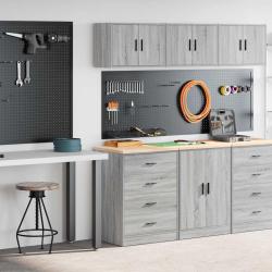 Armoires de garage 2 pcs sonoma gris bois d'ing&eacute;nierie
