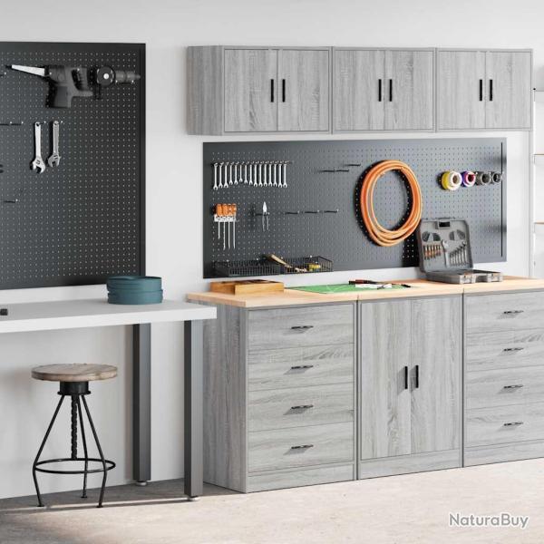 Armoires de garage 2 pcs sonoma gris bois d'ing�nierie
