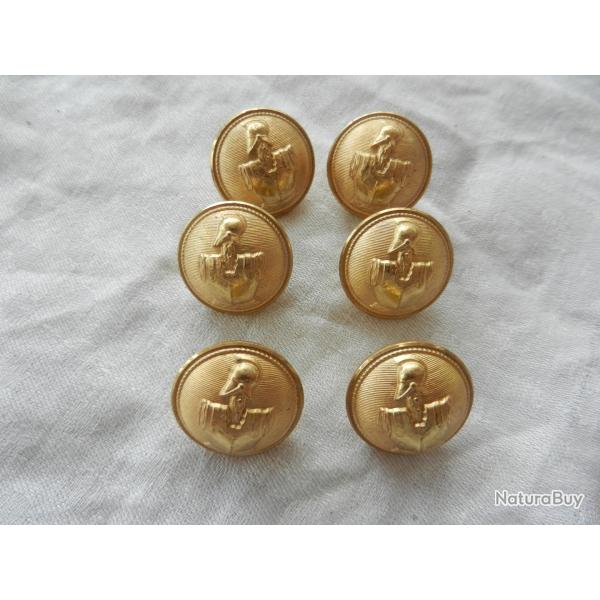 Lot de 6 boutons pour veste militaire du g�nie diam�tre 21 mm dor�s