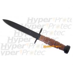 Poignard US M4 lame noire manche genre cuir avec &eacute;tui m&eacute;tal