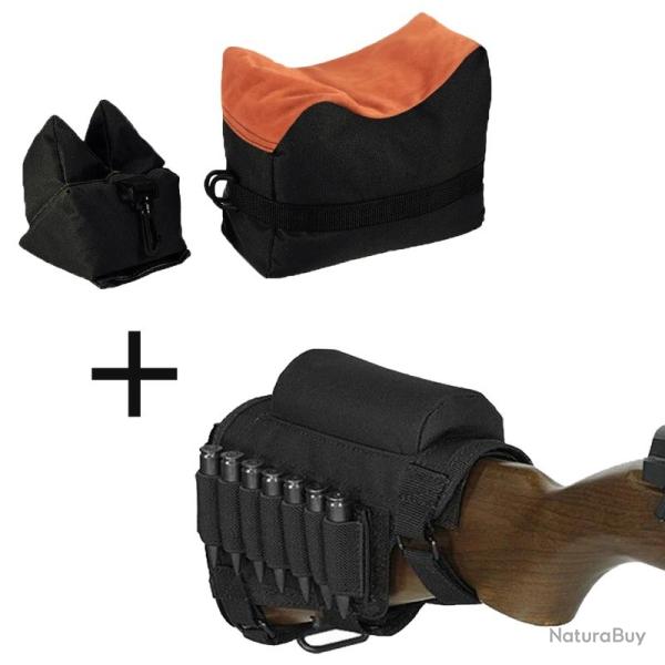Repose-joue Tactique avec Porte-Munitions  pour Fusil .308/.300 Nylon Ambidextre Chasse/ Tir Noir