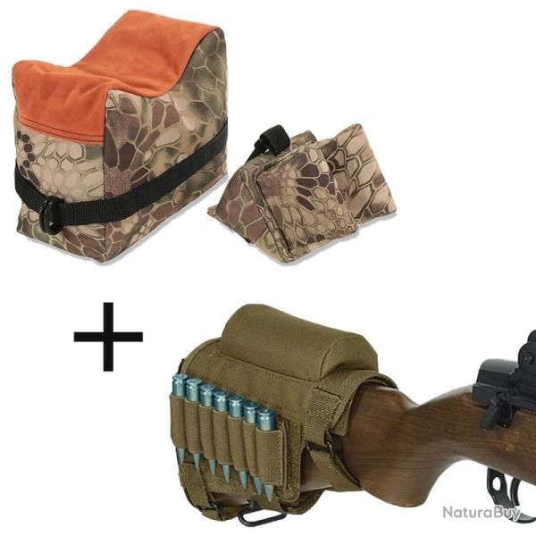 Repose-joue Tactique avec Porte-Munitions  pour Fusil .308/.300 Nylon Ambidextre Chasse/ Tir Tang