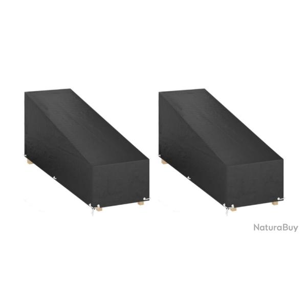 Housses noires en PE pour chaise longue 2 pcs - Protection ext�rieure r�sistante 200x65x35/60 cm