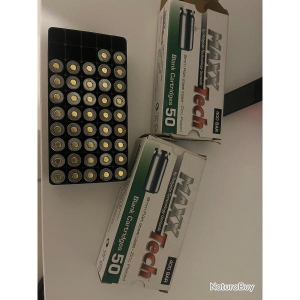 lot de 2 boites de 50 cartouches a blanc 9mm PAK