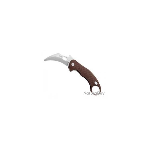 Couteau Karambit Lionsteel  LEONE MARRON lame Hawkbill+trou acier CPM MagnaCut+finition stonewashed