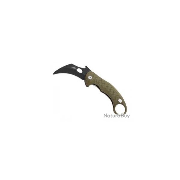 Couteau Karambit Lionsteel  LEONE VERT lame Hawkbill noire � trou acier CPM MagnaCut
