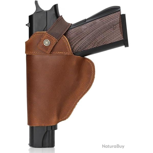 Holster pour gaucher en cuir - marron - LIVRAISON GRATUITE