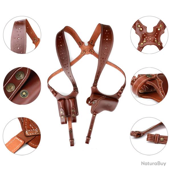 Holster d'�paule avec 2 portes chargeurs - cuir premium - LIVRAISON GRATUITE
