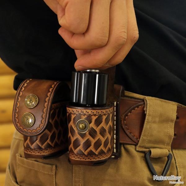Double holster en cuir pour speedloader - LIVRAISON GRATUITE