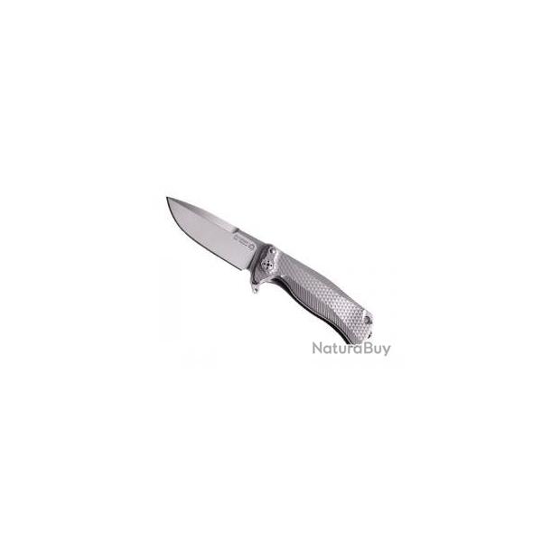 Couteau Lionsteel SR22 lame acier Sleipner satin� +manche titanium 6AL4V gris +�tui