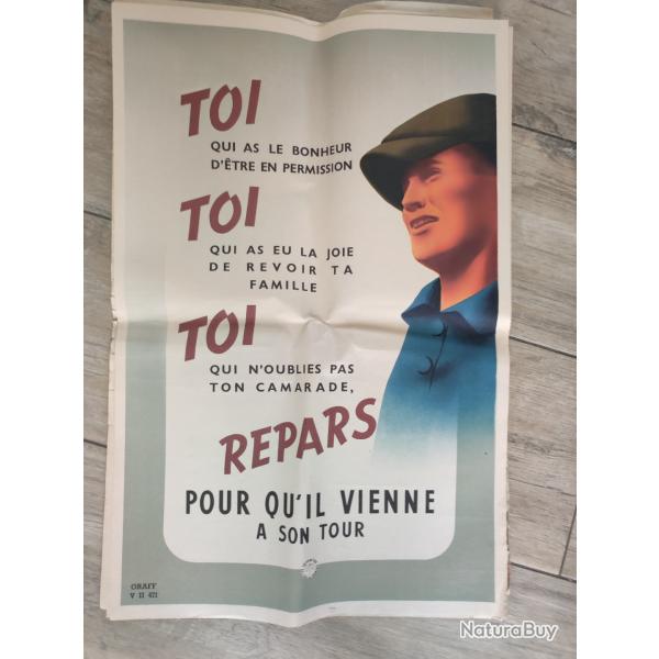 Affiche propagande 39-45 Repars pour qu'il vienne � son tours