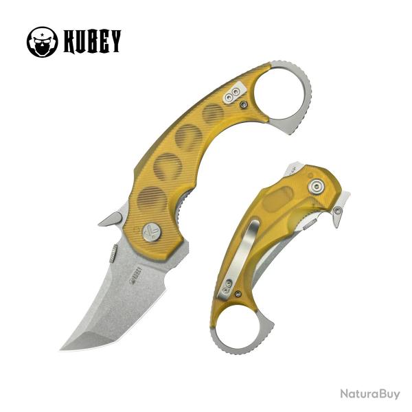 Couteau Kubey Jaw Karambit Lame Tanto Acier 14C28N Manche Ultem Translucide Linerlock KIVT KUB439C