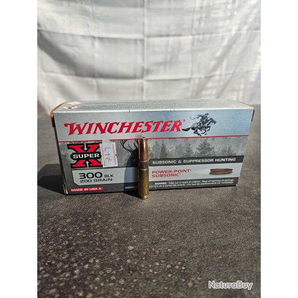 Cartouches Winchester Calibre .300 BLK Subsoniques 200 Grain - Ogive Power Point - Bo�te de 20