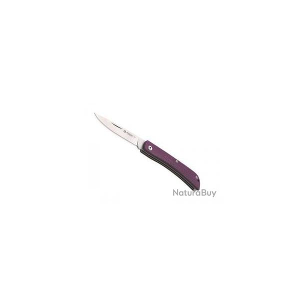 Couteau Maserin SCOUT lame acier D2 finition � stonewashed � � cran manche micarta rouge/violet