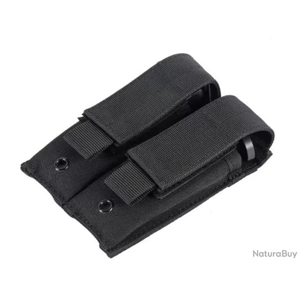 Porte chargeur double tactique - Noir - Velcro - Pour arme de poing