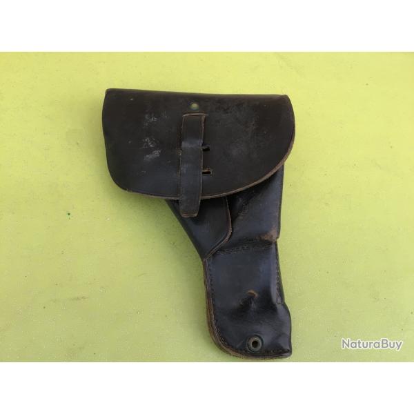 VENDU PAR LE-CUIRASSIER �TUI POUR PISTOLET MAC 50 CUIR NOIR REGLEMENTAIRE