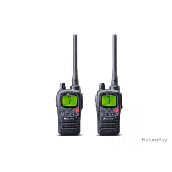 PACK DE 2 TALKIE WALKIE MIDLAND G9 PRO NOIR + OREILLETTE
