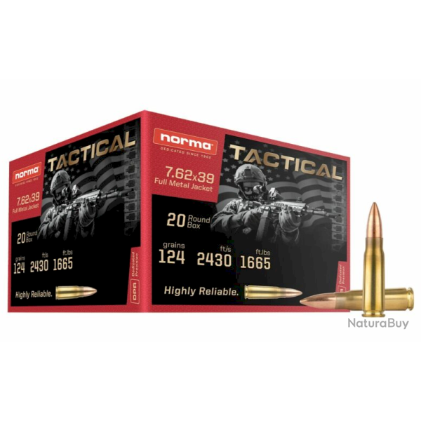Boite de munition Norma 7.62x39 124G x500