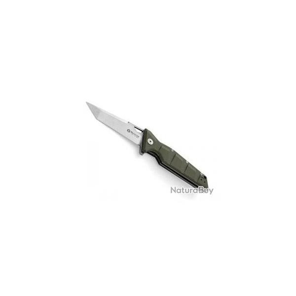 Couteau Maserin ARTIGLIO lame � trou forme tanto acier D2 finition � stonewashed � Manche G10 vert