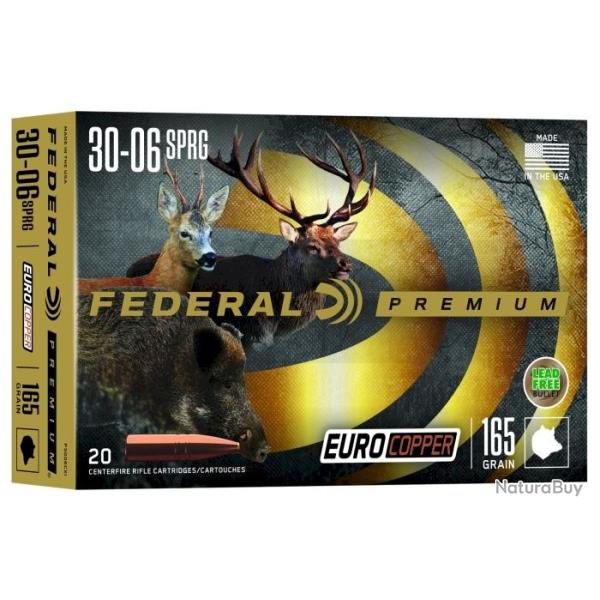 Munitions sans plomb FEDERAL premium euro Copper cal.30-06 165 gr par 20