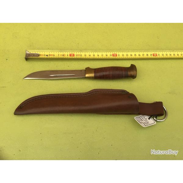 VENDU PAR LE-CUIRASSIER TRES BEAU ET RARE POIGNARD  NORV�GIEN HELLE 18/8 AVEC SOLIDE FOURREAU CUIR