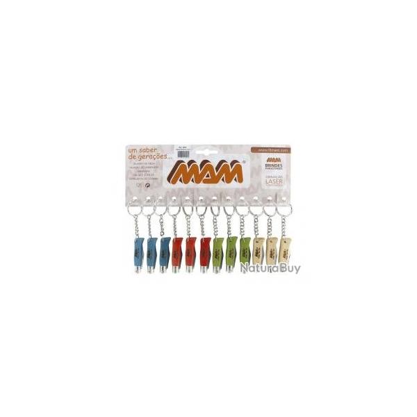 Lot de 12 canifs porte-cl�s MAM lame inox  coloris assortis