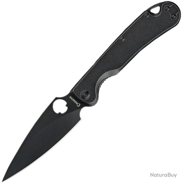Couteau Daggerr Knives Zhalo Lame Spear Point D2 Black DLC Manche Acier Noir Frame Lock DGRF22FBBN
