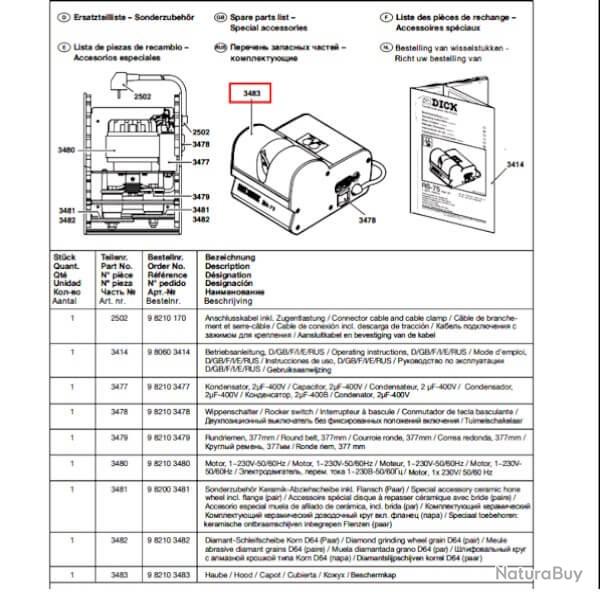 9 8210 3483 Capot Dick RS-75