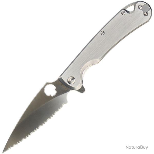 Couteau Daggerr Knives Zhalo Lame Spear Point D2 Serrated Satin Manche Acier Frame Lock DGRF22FSSS
