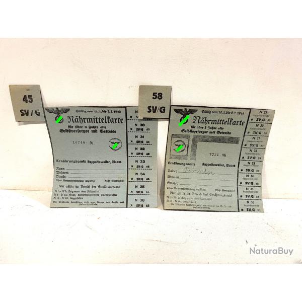 Ancienne carte de ration Allemande R�hrmittelkarte 1943/44