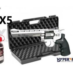 Pack Revolver Dan Wesson chrom&eacute; 6 pouces - billes acier 4.5 mm